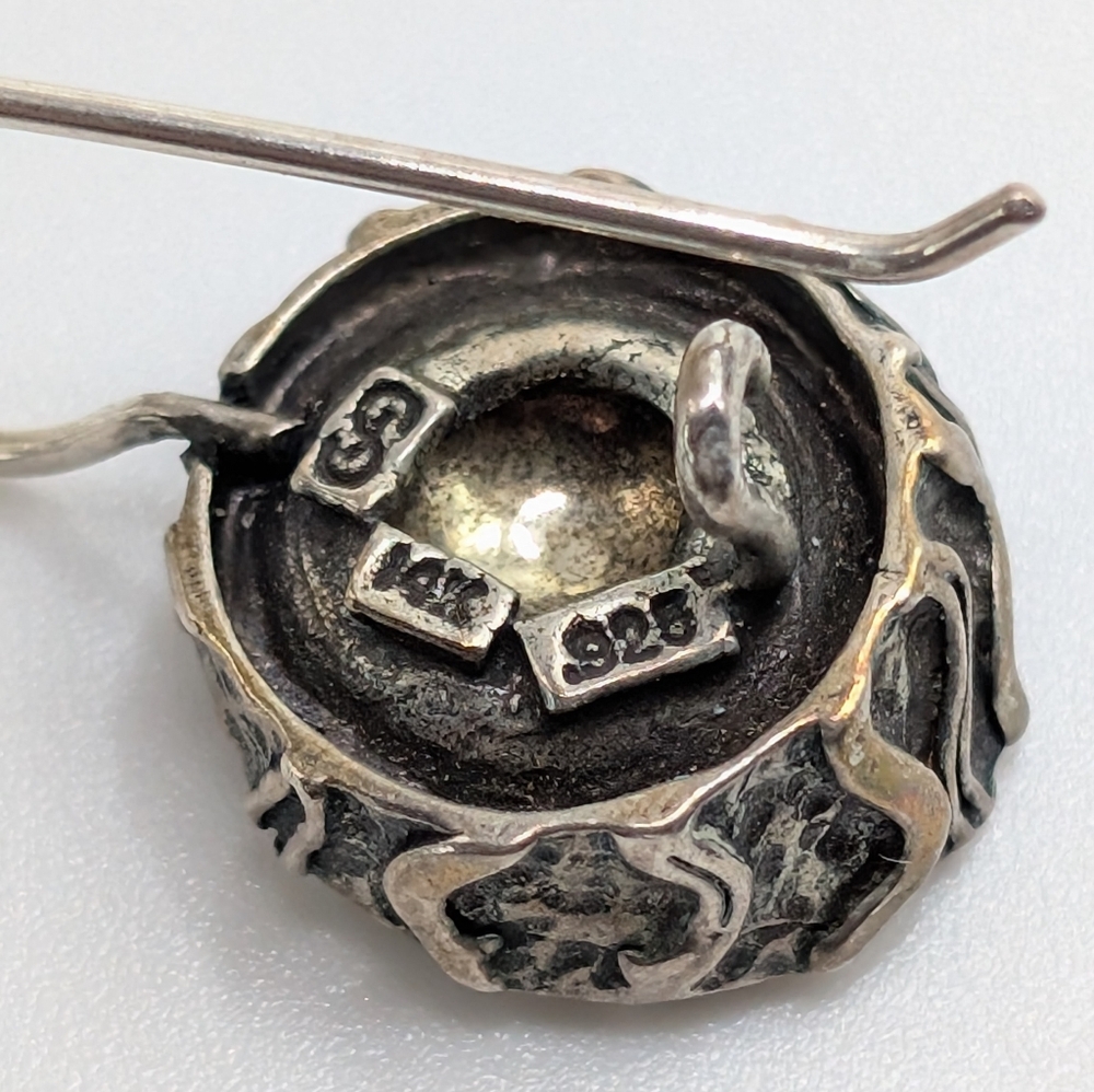 Artisan Silver and 14kt  Gold Floral Earrings - Picture 4 of 4